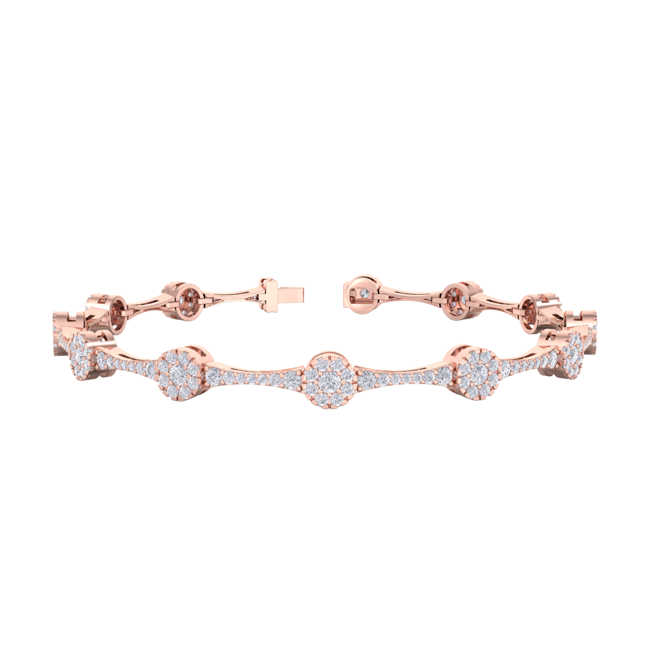 Bracelet in rose gold with white diamonds of 2.31 ct in weight