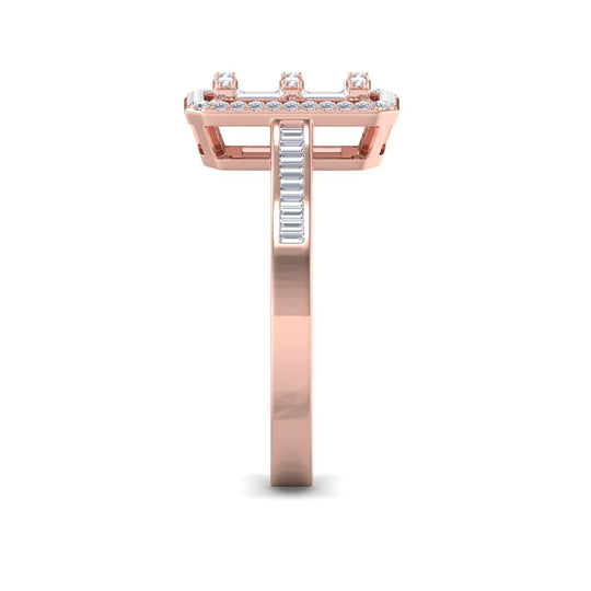 Beautiful Ring in rose gold with white baguette diamonds of 0.59 ct in weight