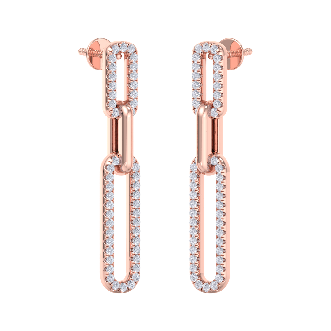 Diamond chain link earrings in white gold with white diamonds of 0.40 ct in weight