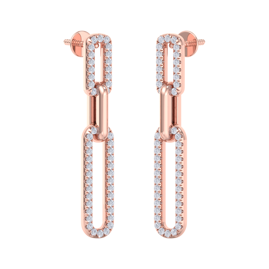 Diamond chain link earrings in white gold with white diamonds of 0.40 ct in weight