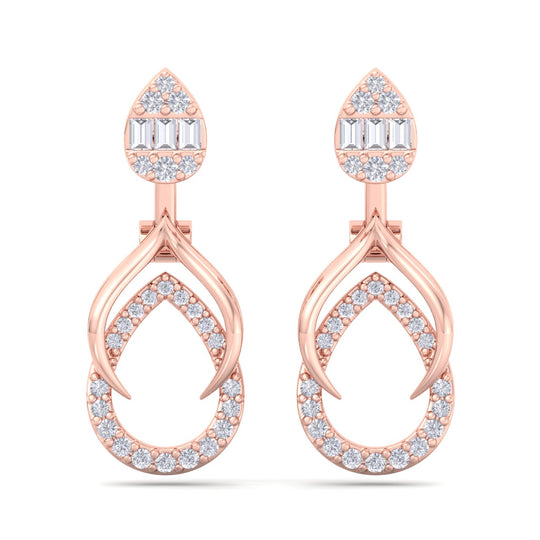 Elegant earrings in rose gold with white diamonds of 0.54 ct in weight - HER DIAMONDS®