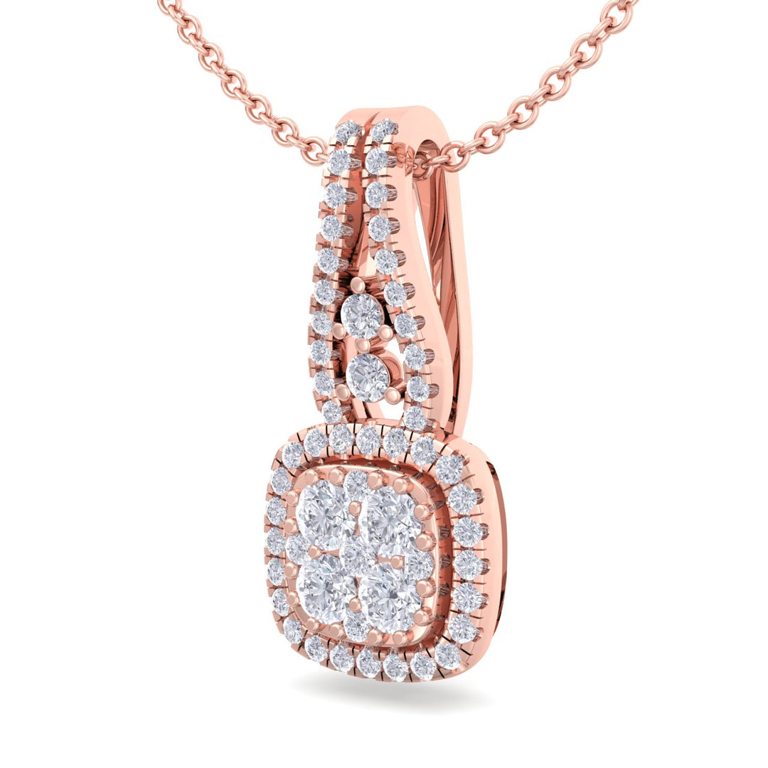 Square pendant in yellow gold with white diamonds of 0.36 ct in weight - HER DIAMONDS®