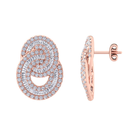 Glam earrings in rose gold with white diamonds of 3.24 ct in weight - HER DIAMONDS®