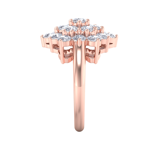 Flower ring in rose gold with white diamonds of 1.99 ct in weight