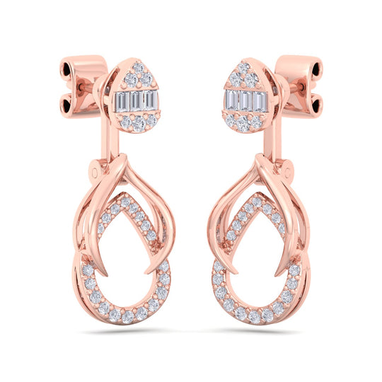 Elegant earrings in rose gold with white diamonds of 0.54 ct in weight - HER DIAMONDS®