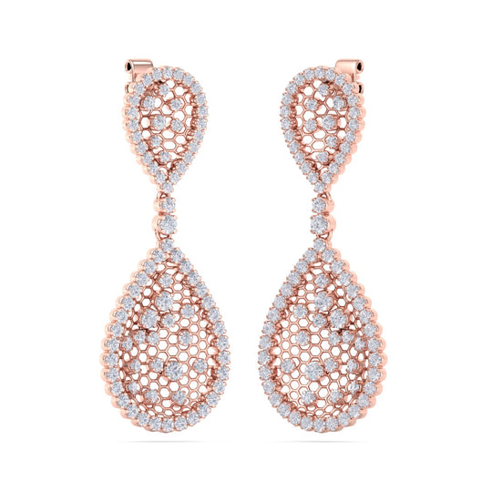 Chandelier earrings in white gold with white diamonds of 3.87 ct in weight