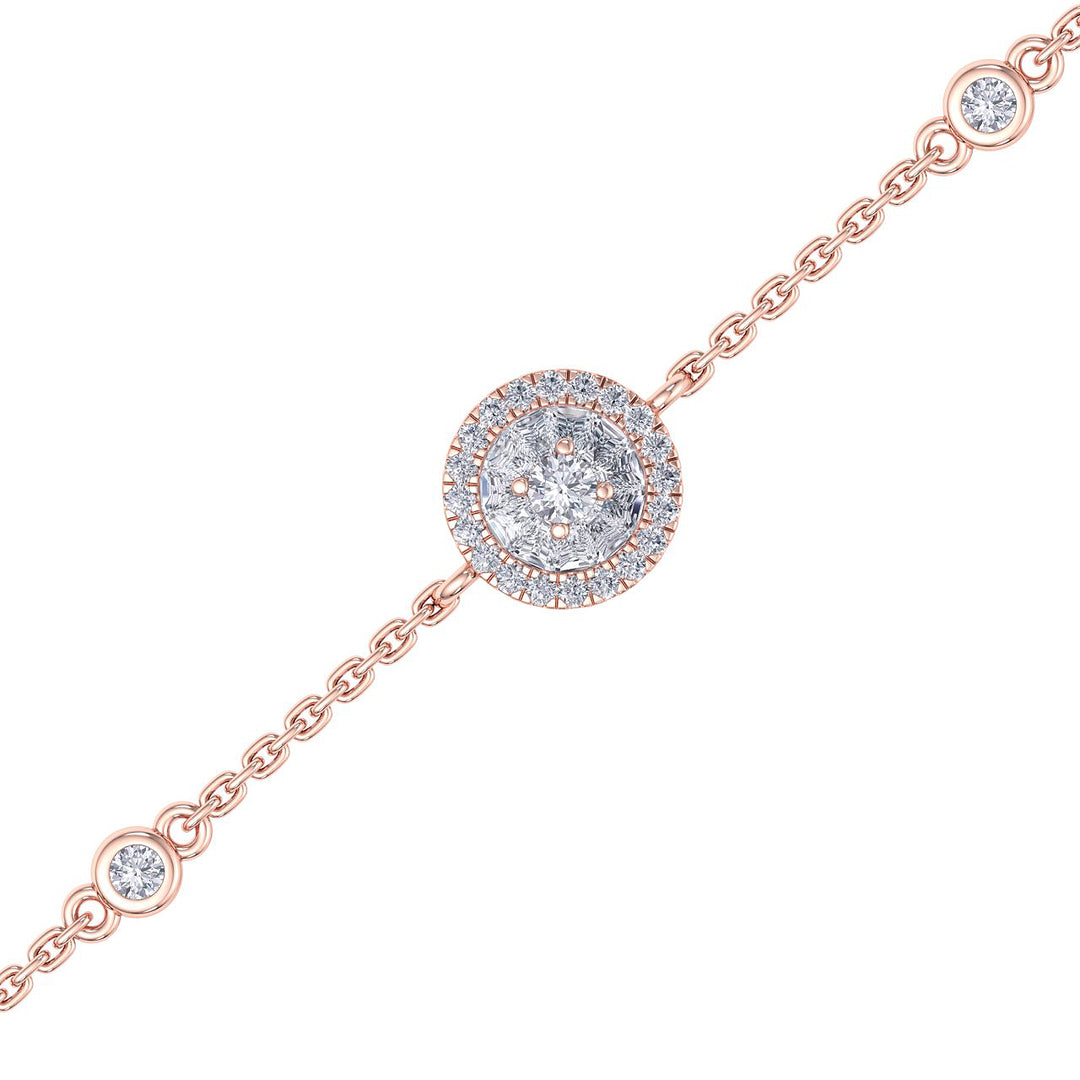 Round shape bracelet in yellow gold with white diamonds of 0.15 ct in weight - HER DIAMONDS®