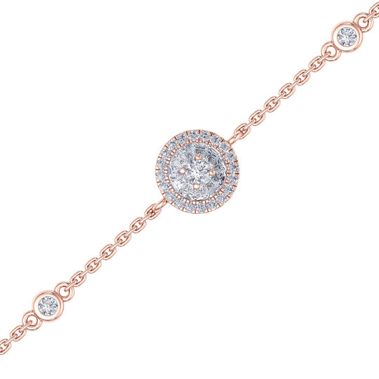Round shape bracelet in yellow gold with white diamonds of 0.15 ct in weight - HER DIAMONDS®