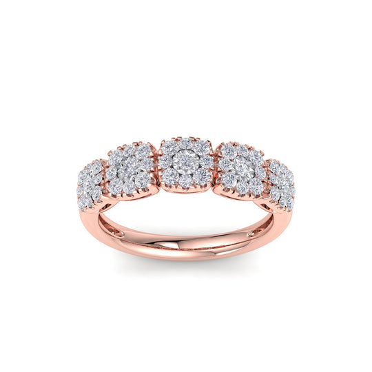 Ring with miracle plate setting in rose gold with white diamonds of 0.51 ct in weight