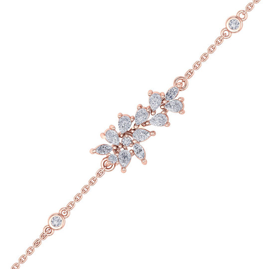 Flower shape bracelet in white gold with white diamonds of 0.65 ct in weight - HER DIAMONDS®