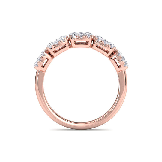 Ring with miracle plate setting in rose gold with white diamonds of 0.51 ct in weight