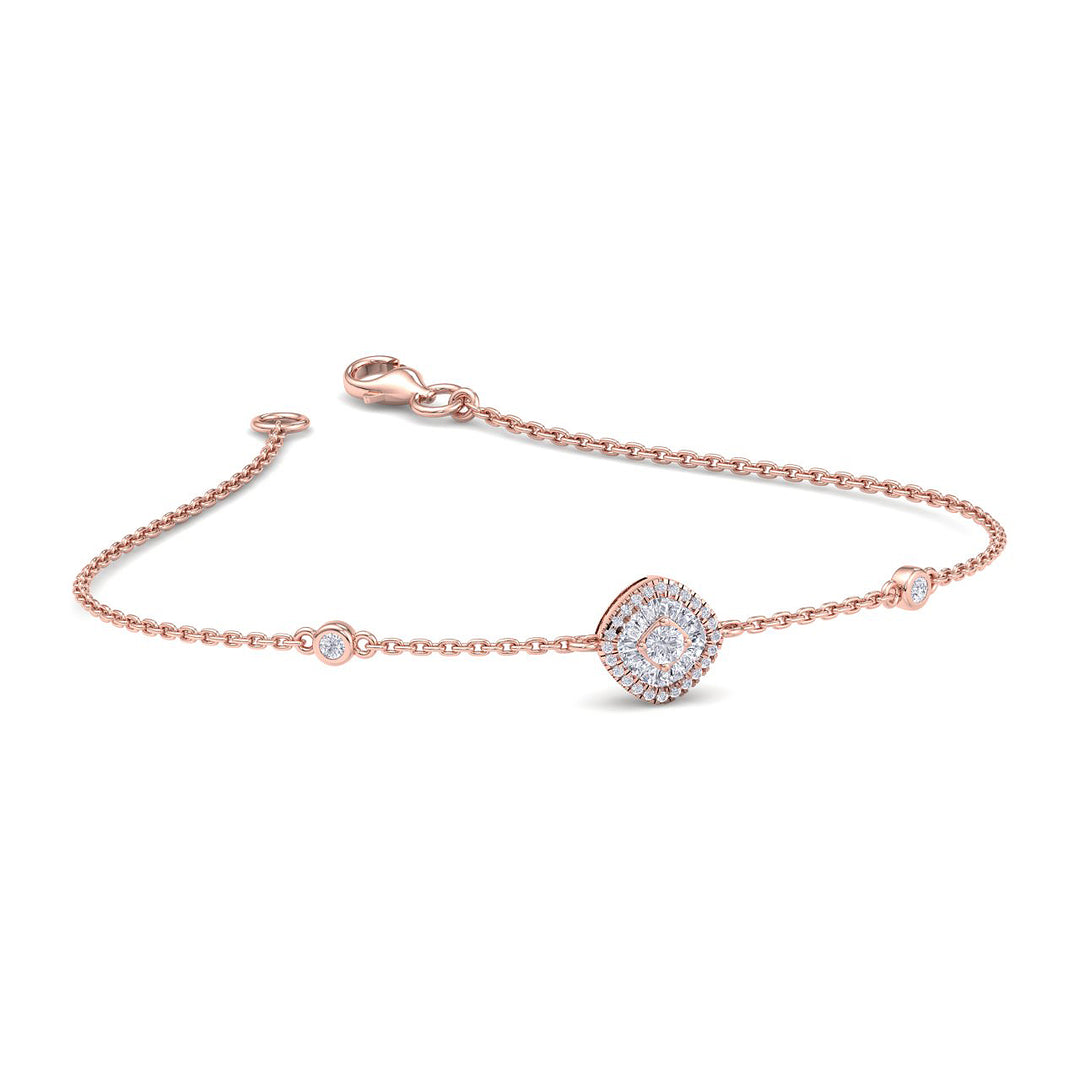 Square shape bracelet in rose gold with white diamonds of 0.20 ct in weight - HER DIAMONDS®