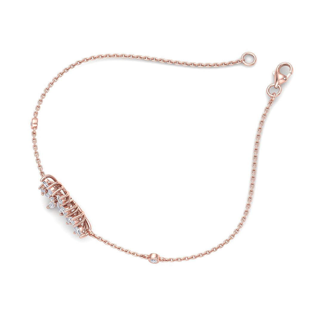 Flower shape bracelet in rose gold with white diamonds of 0.65 ct in weight - HER DIAMONDS®