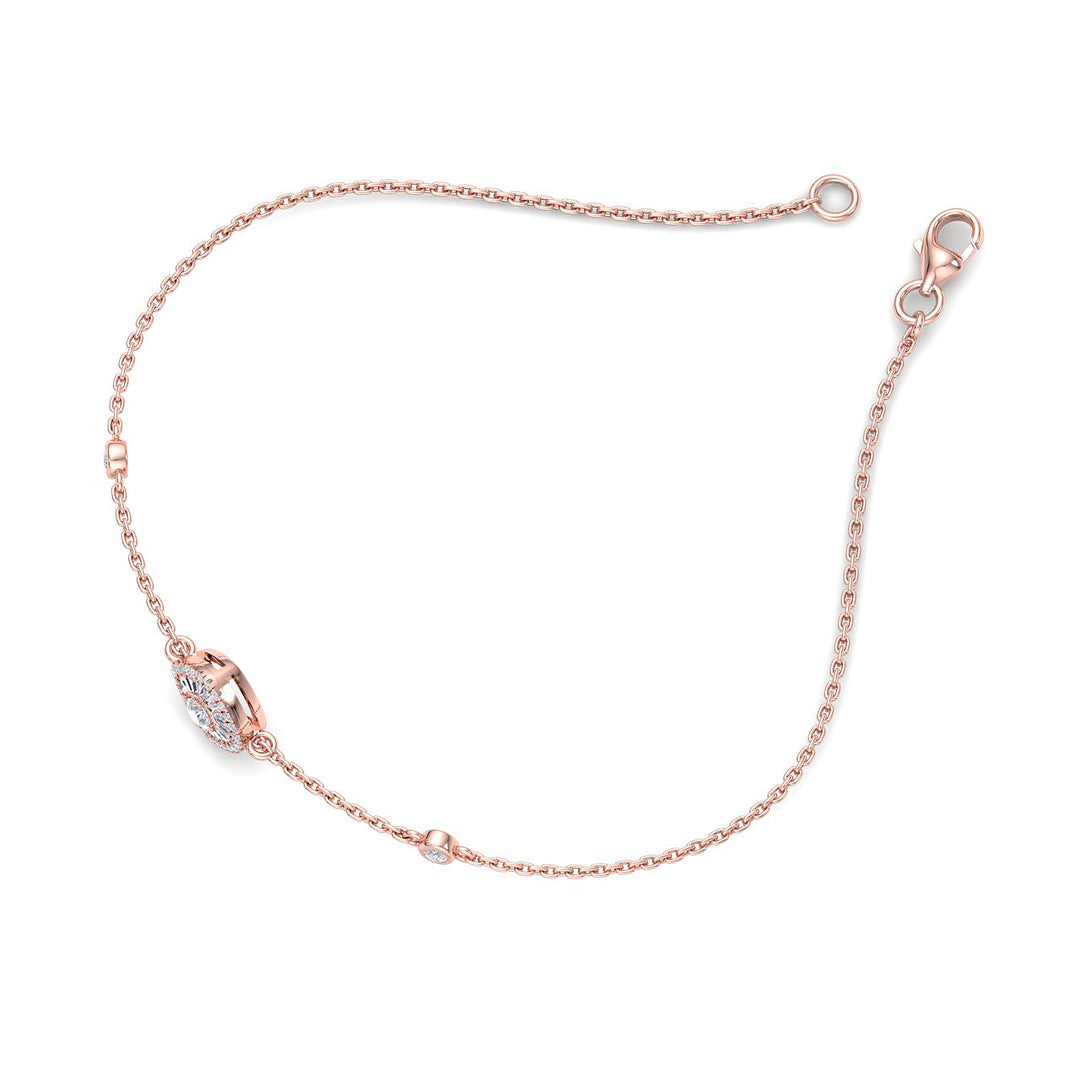 Square shape bracelet in rose gold with white diamonds of 0.20 ct in weight - HER DIAMONDS®