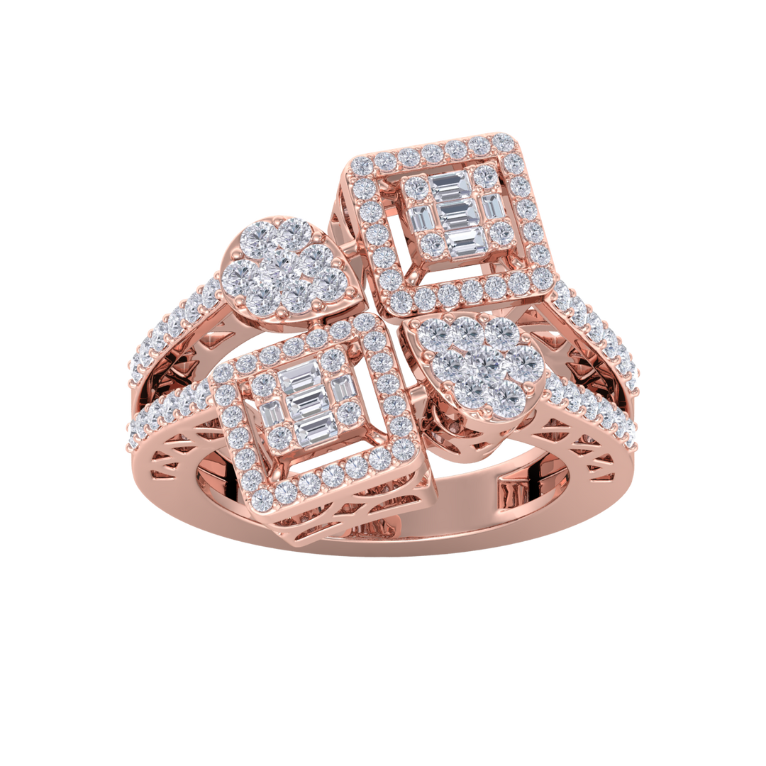 Beautiful ring in rose gold with white diamonds of 0.95 ct in weight