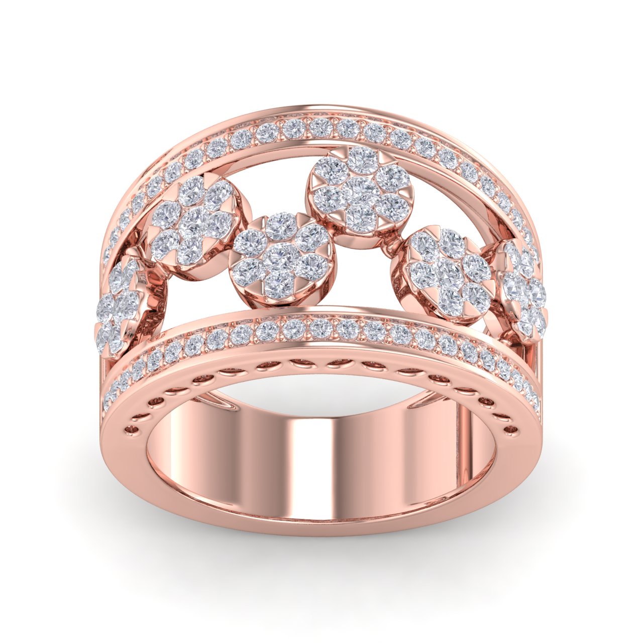 Beautiful ring in rose gold with white diamonds of 1.07  ct in weight