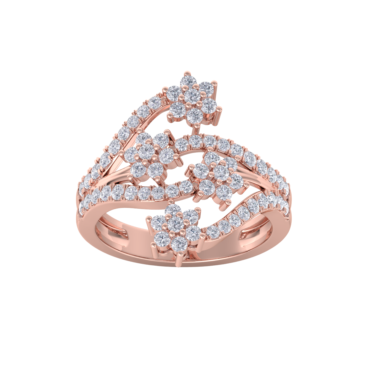 Diamond ring in rose gold with white diamonds of 0.90 ct in weight