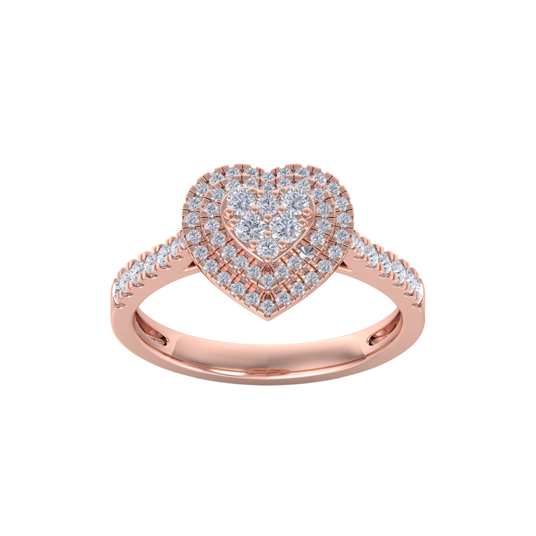 Heart cluster diamond ring in white gold with white diamonds of 0.50 ct in weight