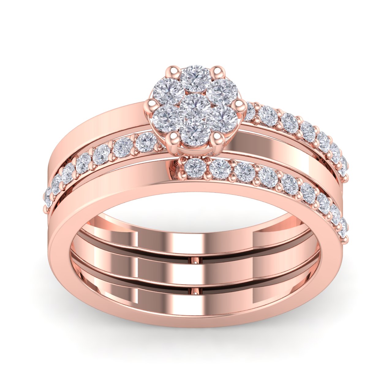 Beautiful ring in rose gold with white diamonds of 0.64 ct in weight