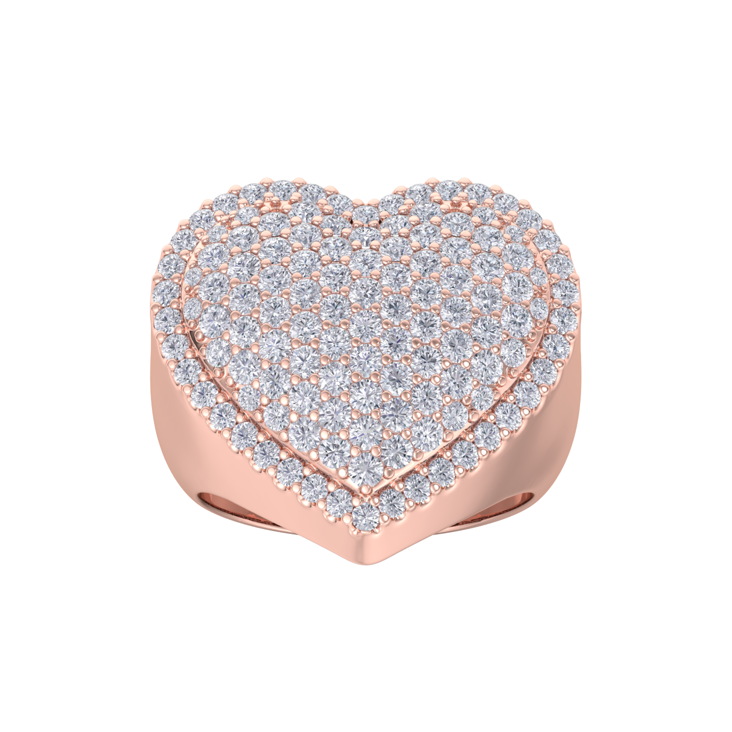 Heart diamond ring in rose gold with white diamonds of 1.50 ct in weight