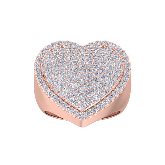 Heart diamond ring in rose gold with white diamonds of 1.50 ct in weight