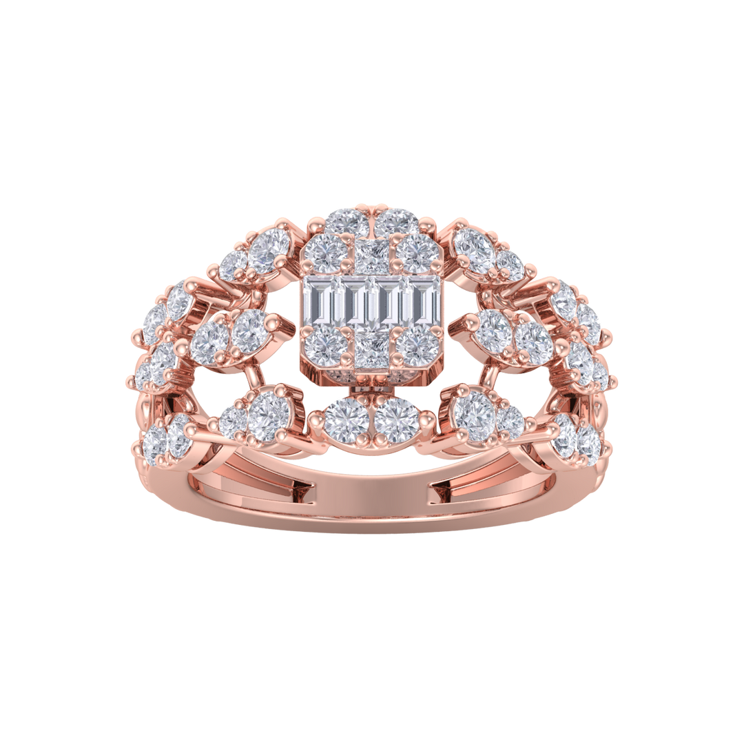 Diamond ring in rose gold with white diamonds of 1.25 ct in weight
