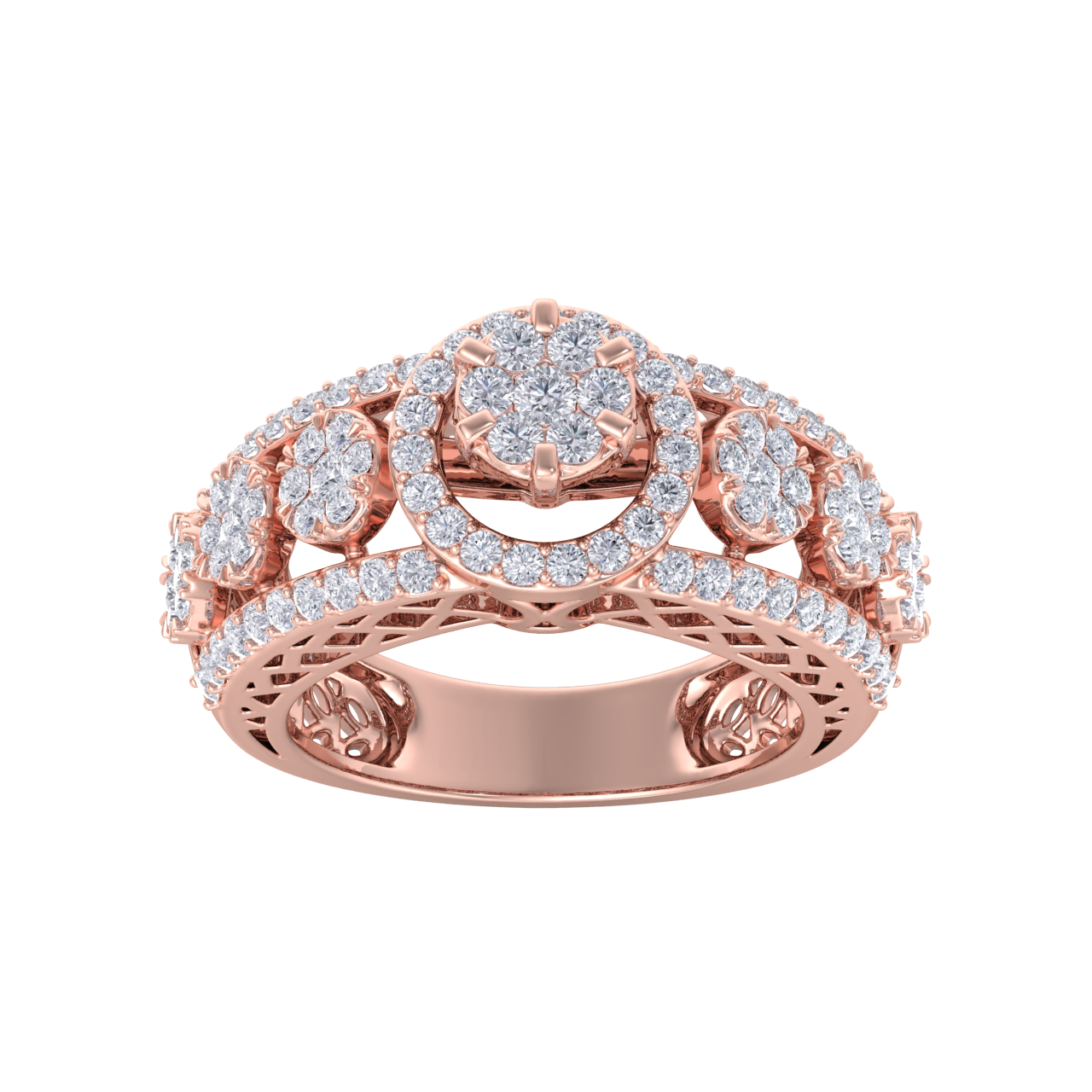 Beautiful ring in rose gold with white diamonds of 1.28 ct in weight