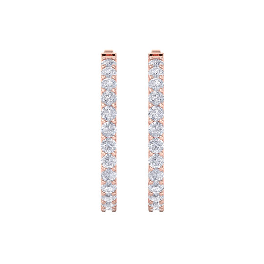 Diamond eternity hoop earrings in rose gold with white diamonds of 4.82 ct in weight 