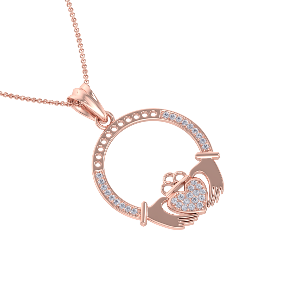 Love pendant in rose gold with white diamonds in rose gold with white diamonds of 0.19 ct in weight