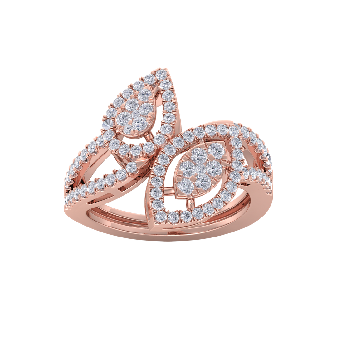 Diamond ring in rose gold with white diamonds of 0.74 ct in weight