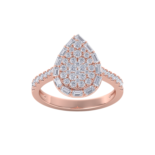Pear cluster ring in white gold with white diamonds of 1.01 ct in weight
