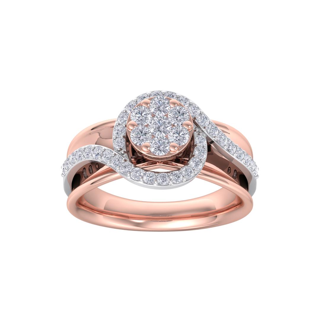 Solitaire ring in rose gold with white diamonds of 0.50 ct in weight