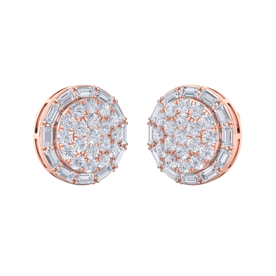 Round stud earrings in white gold with white diamonds of 1.38 ct in weight