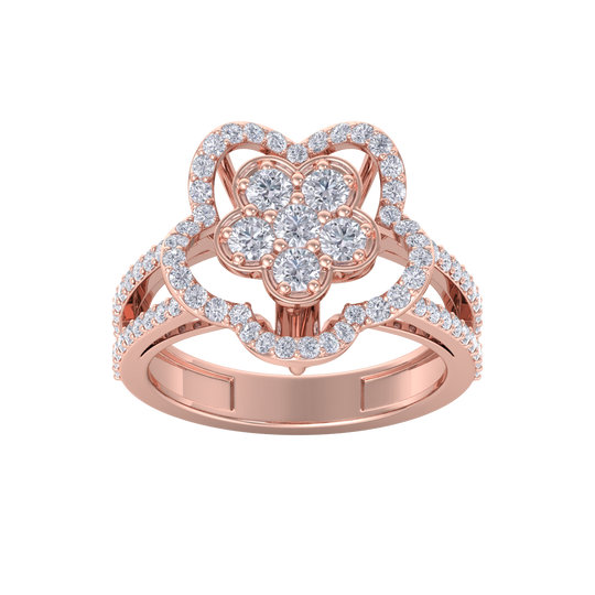 Elegant Diamond ring in rose gold with white diamonds of 0.89 ct in weight
