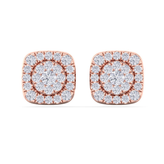Elegant stud earrings in rose gold with white diamonds of 0.51 ct in weight