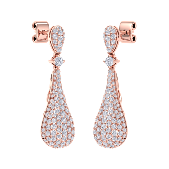 Diamond chandelier earrings in white gold with white diamonds of 1.73 ct in weight