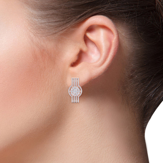 Beautiful Stud Earrings in white gold with white diamonds of 1.12 in weight