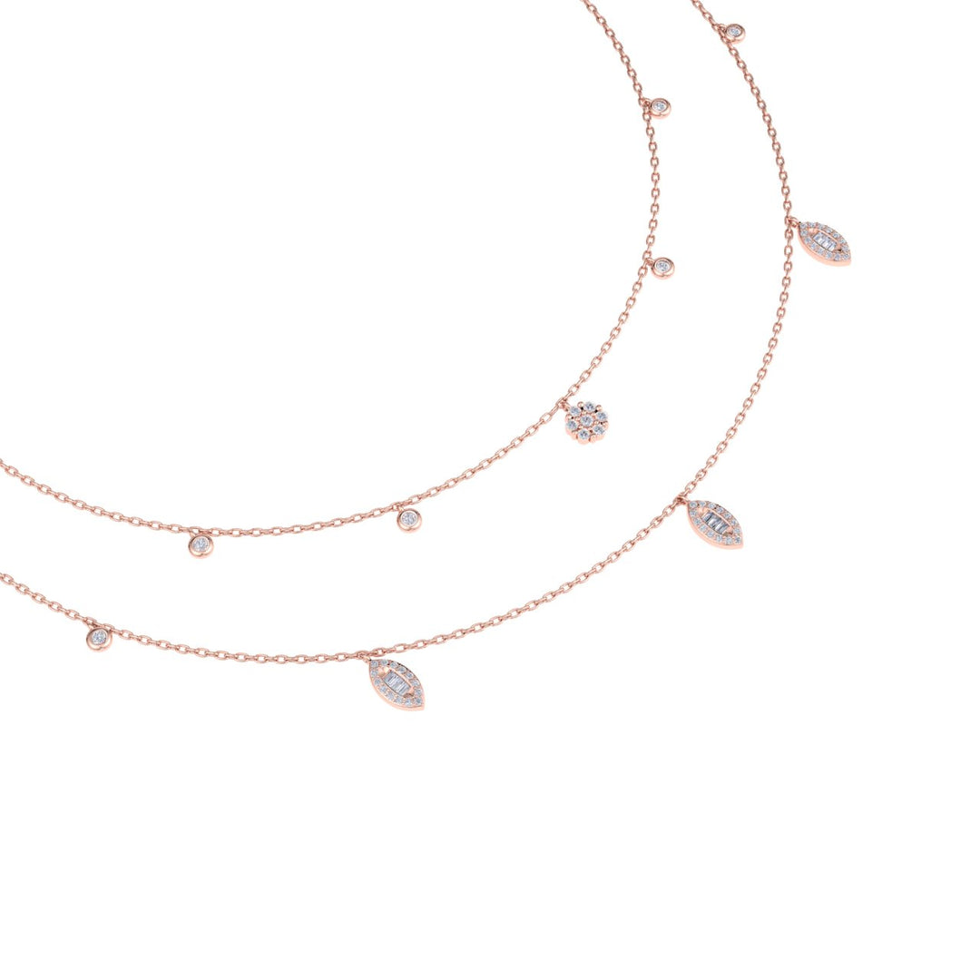 Multi-strand  necklace in white gold with white diamonds of 0.65 ct in weight 