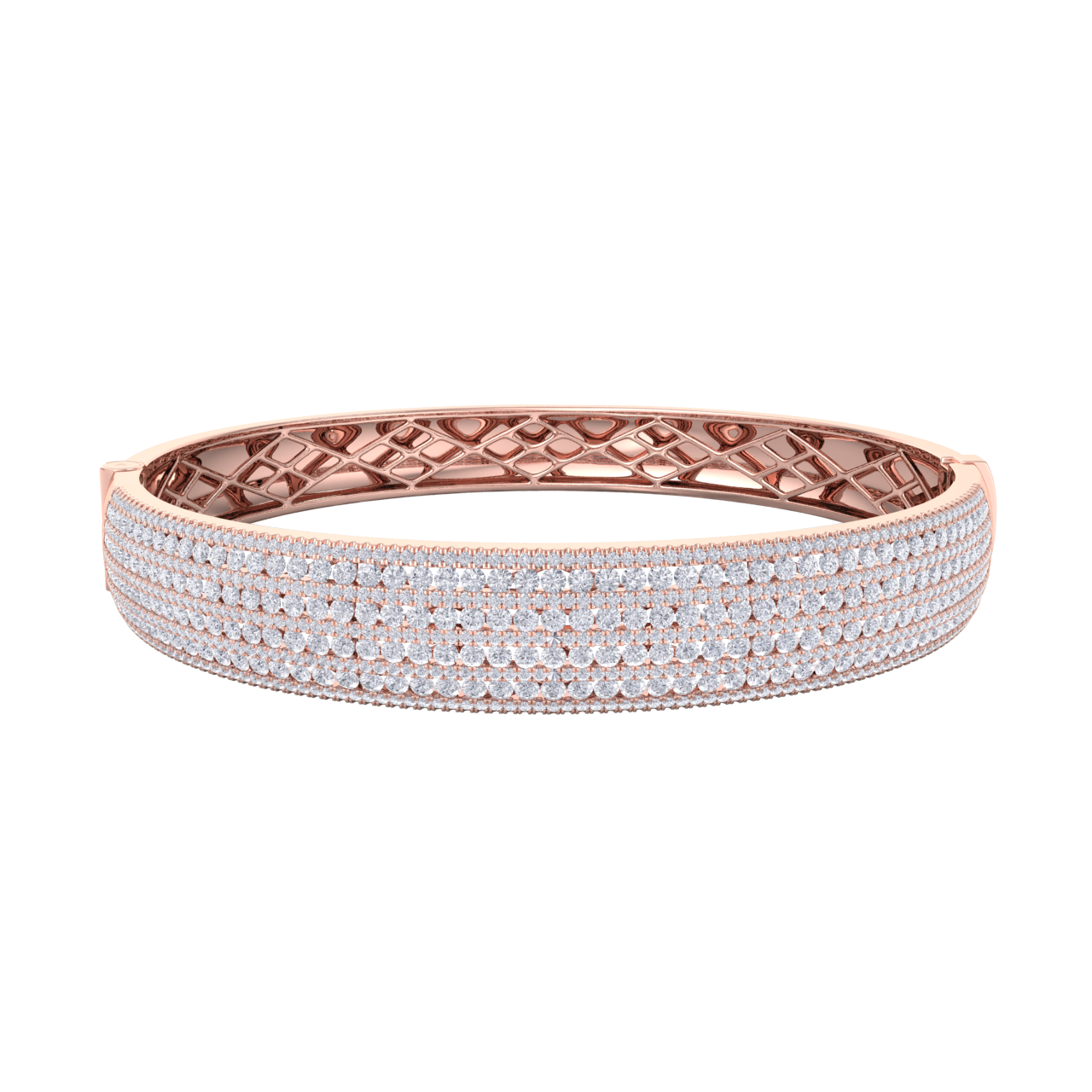 Diamond bangle in rose gold with white diamonds of 6.97 ct in weight