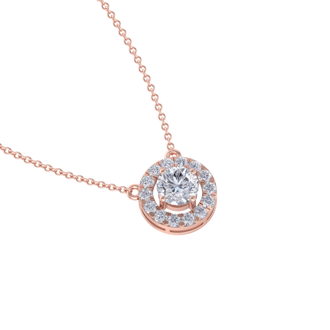 Classic Pendant in rose gold with white diamonds of 1.42 ct in weight