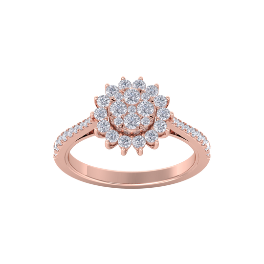 Beautiful ring in rose gold with white diamonds of 0.74 ct in weight