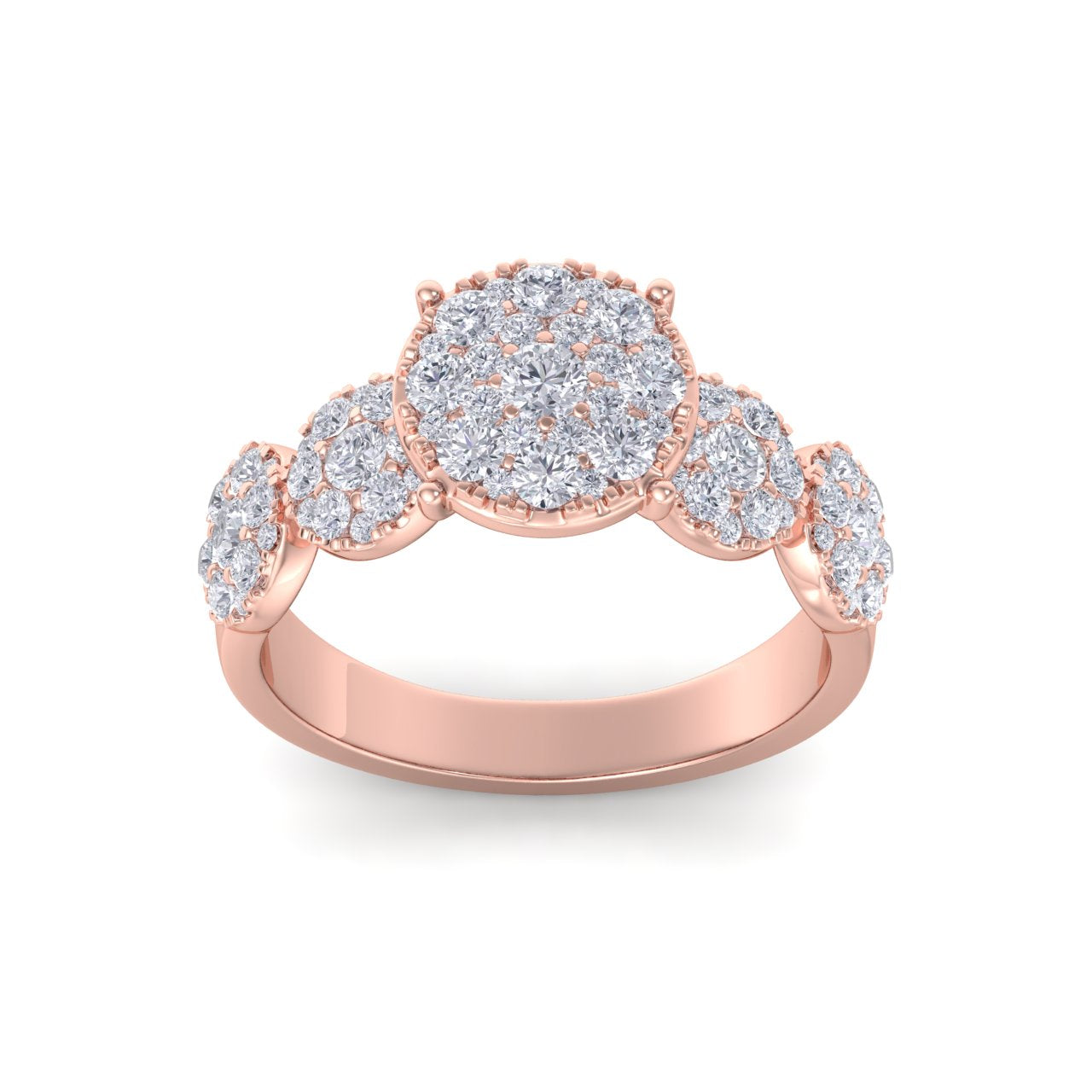 Bridal ring in rose gold with white diamonds of 2.29 ct in weight