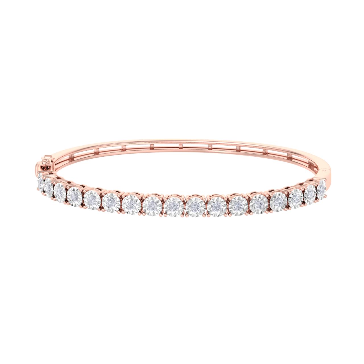 Bangle with miracle plates in rose gold with white diamonds of 1.53 ct in weight