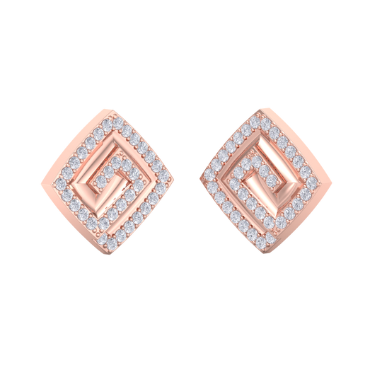 Square diamond earrings in rose gold with white diamonds of 0.58 ct in weight