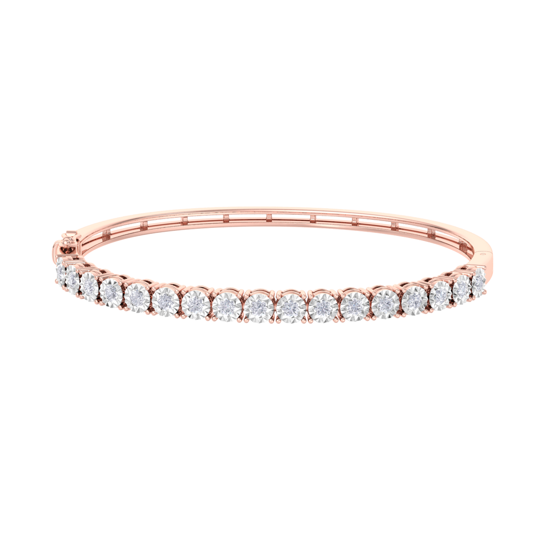 Bangle with miracle plates in white gold with white diamonds of 1.53 ct in weight