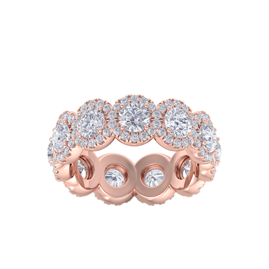 Eternity ring in rose gold with white diamonds of 3.45 ct in weight