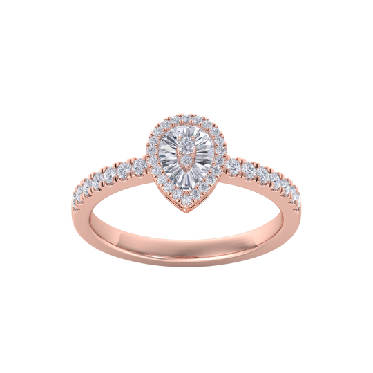 Pear ring in rose gold with white diamonds of 0.68 ct in weight
