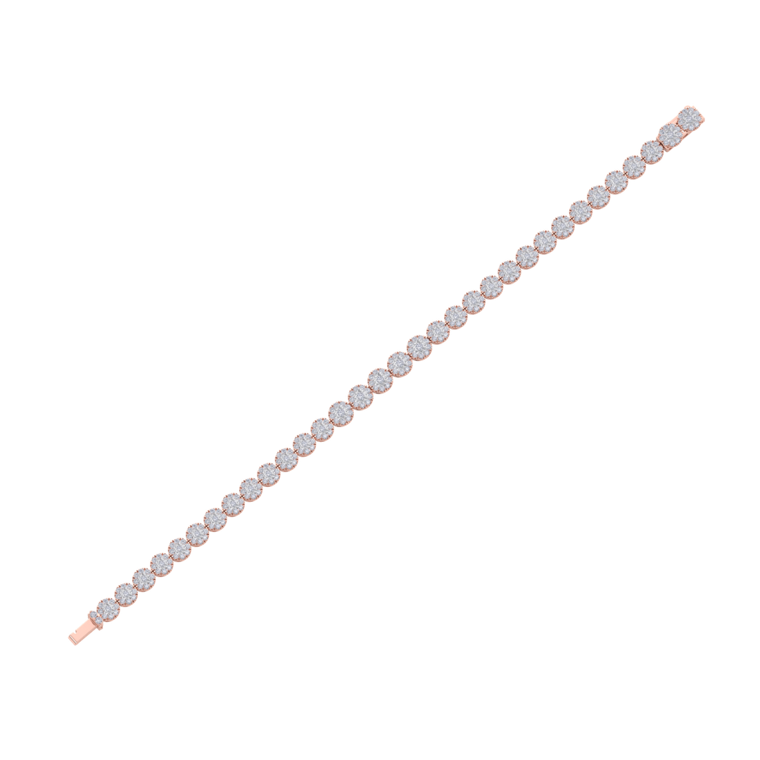 Tennis bracelet in rose gold with white diamonds of 3.65 ct in weight