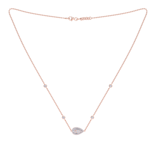Pear shaped necklace in rose gold with white diamonds of 1.04 ct in weight