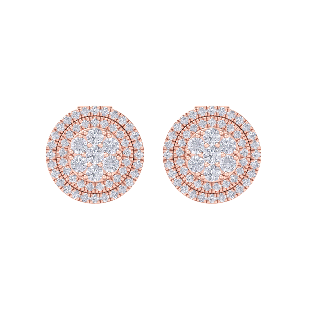 3 in 1 earrings in rose gold with white diamonds of 0.79 ct in weight